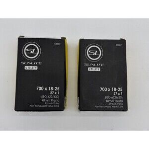 2 Pack Sunlite‎ Utili-T Standard Presta Valve Tubes 700x18-25 (27x1) 48mm
